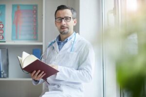 Doctor holding notebook