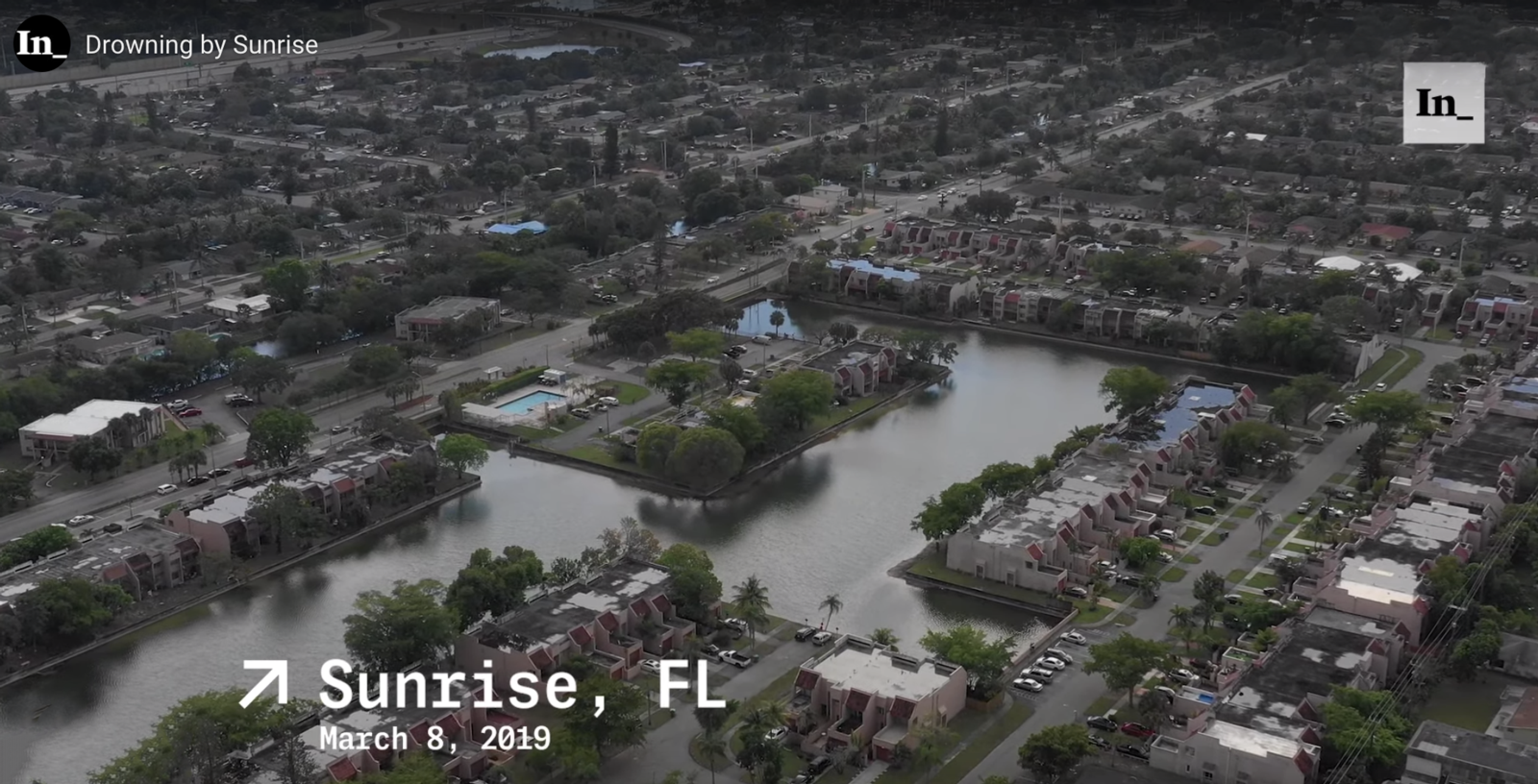 An arial view of Sunrise and the canal of where Damain Martin drowned March 2019.